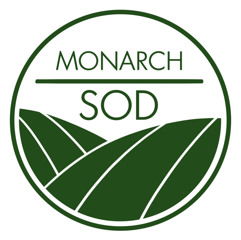 A circular logo with a white border and a gray background, featuring the words 'MONARCH' above a horizontal line and 'SOD' below it in dark green